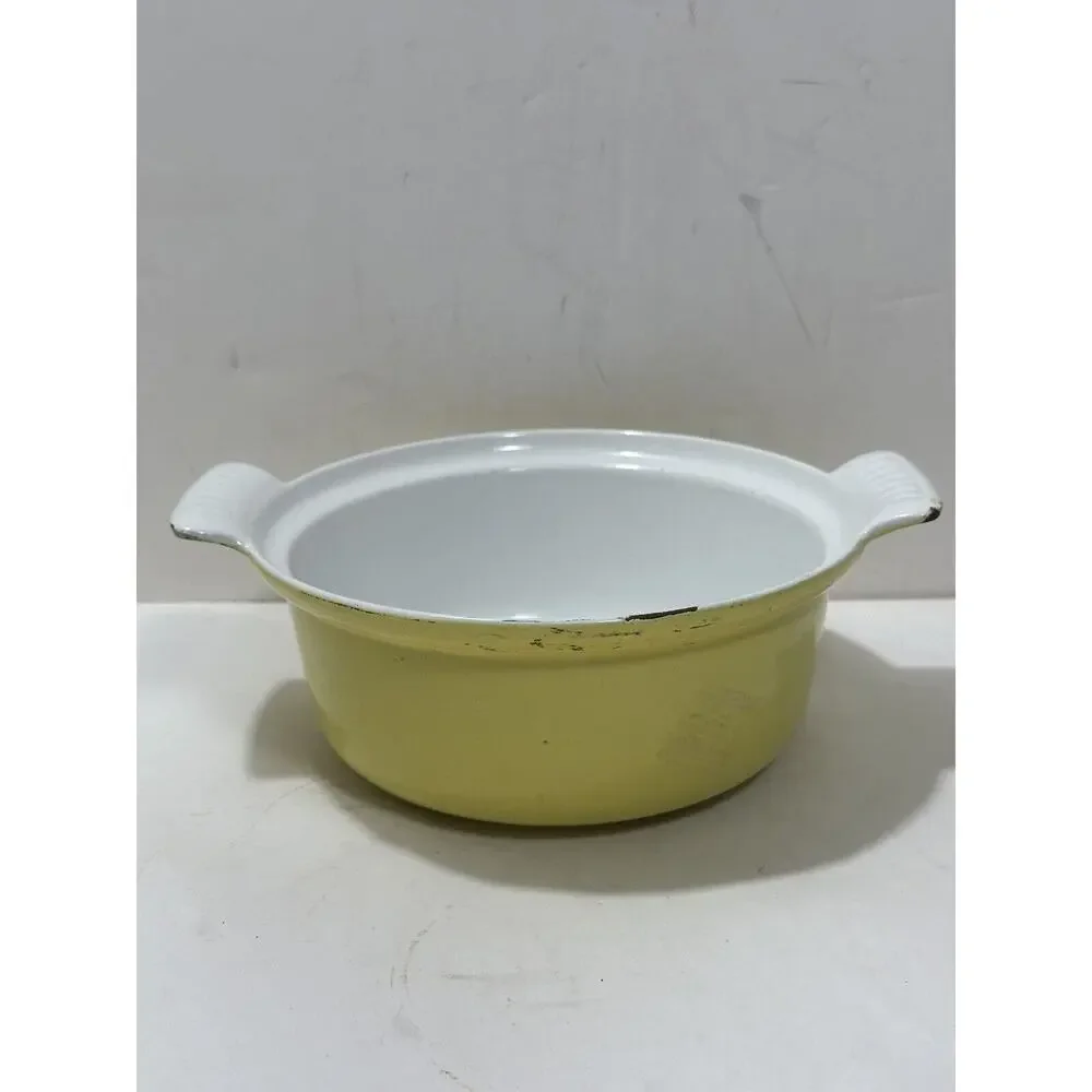 Descoware Casserole Dish‎ Pan Enameled Cast Iron 17B 18 FE Yellow No Lid Belgium